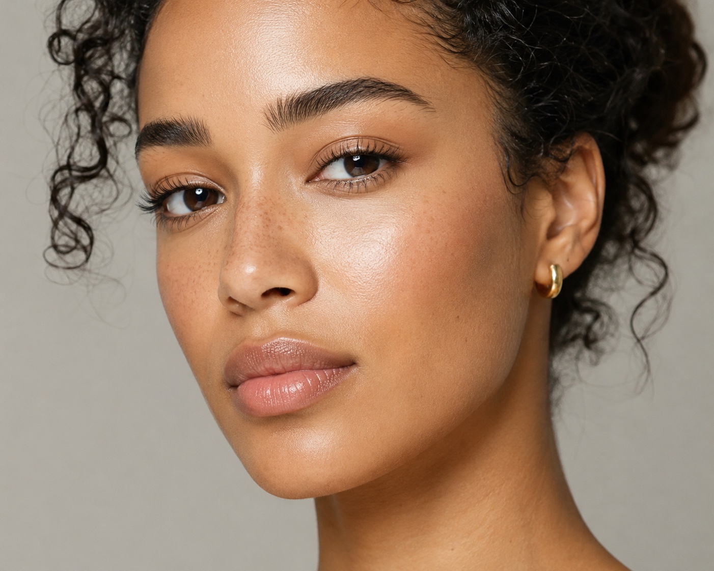 Close-up of radiant skin after serum application