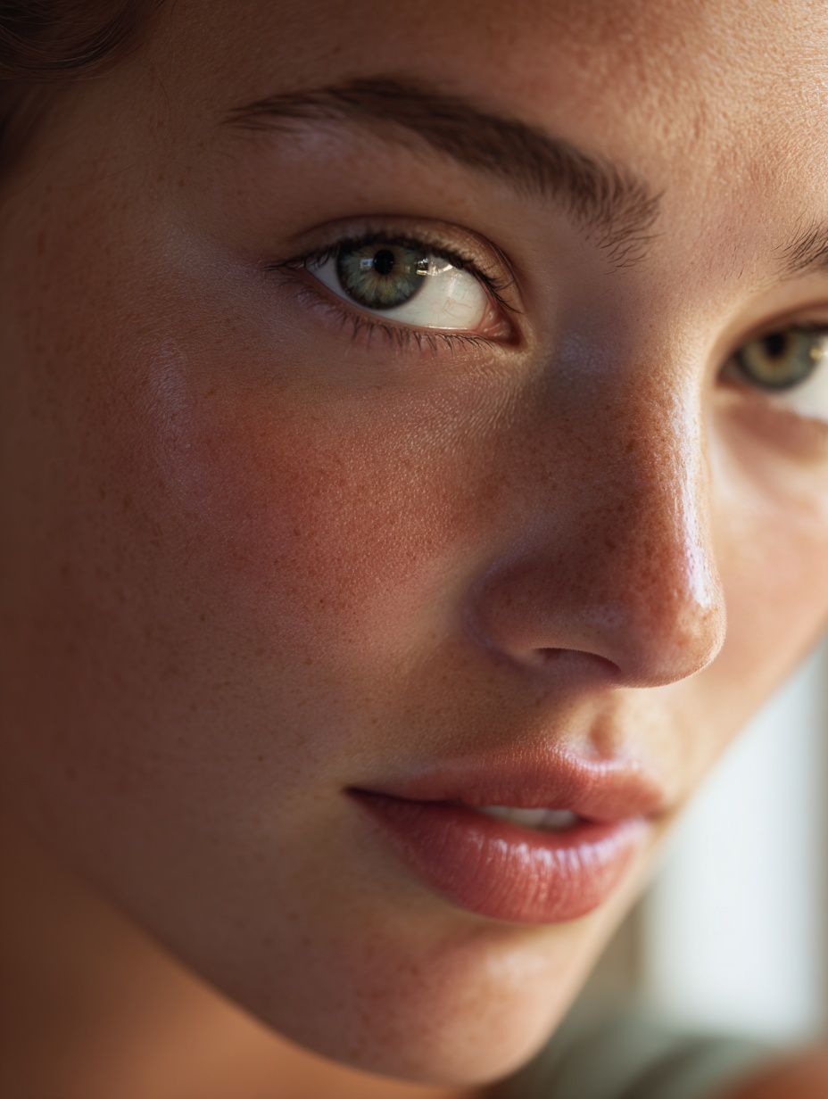 Close-up of radiant skin after serum application